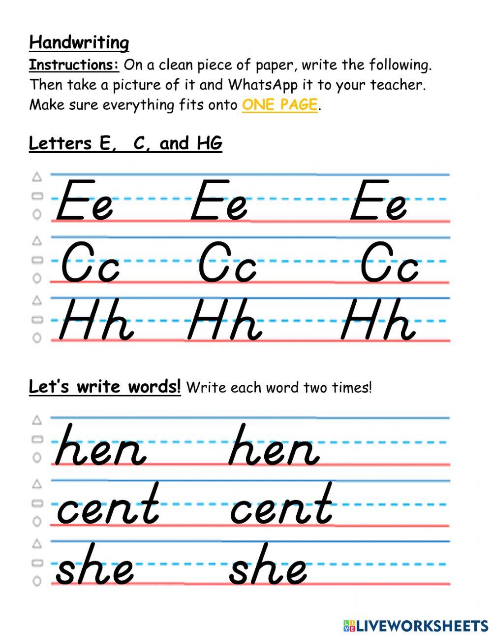 Writing Letters E, C, and H