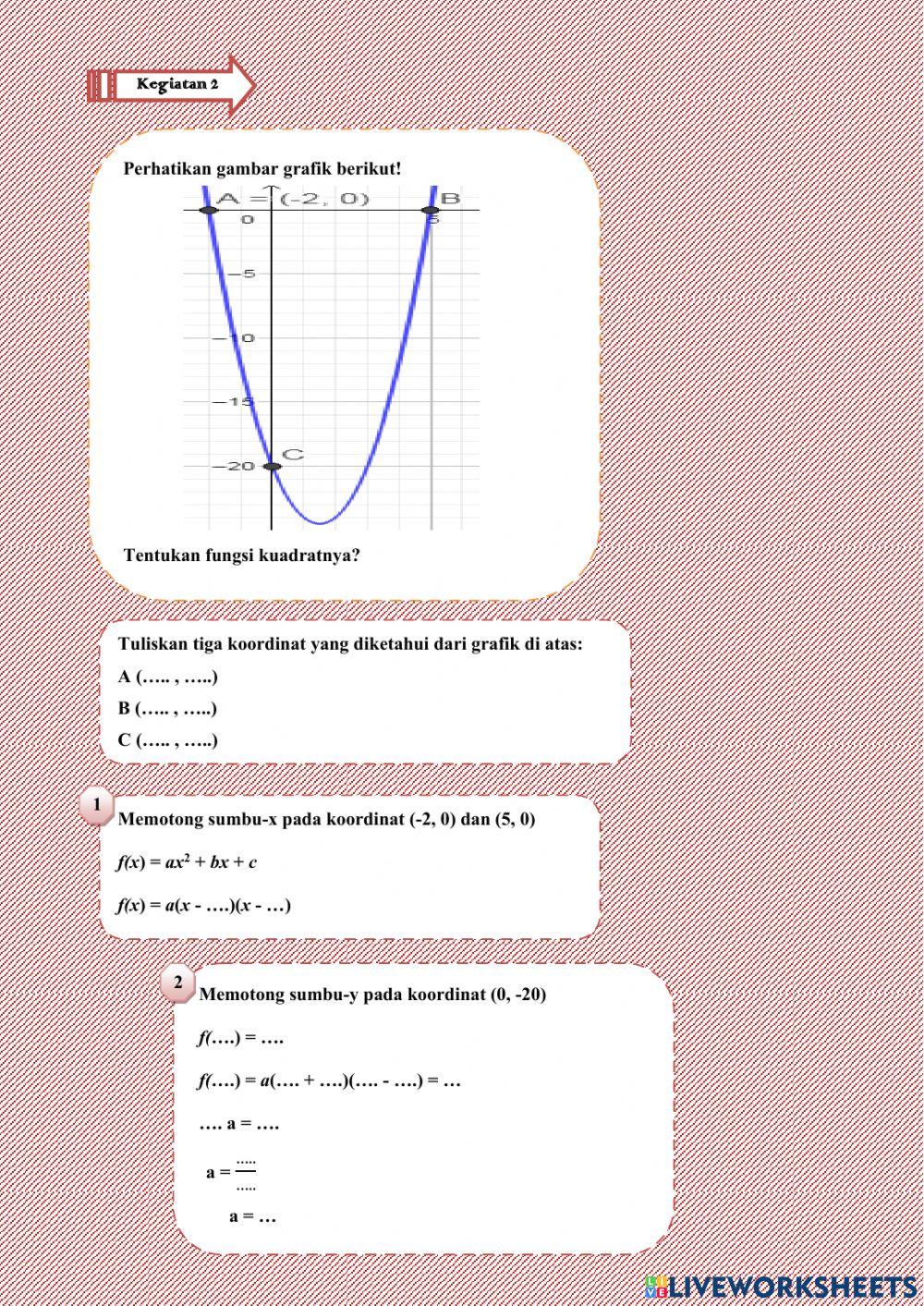 Menentukan Fungsi Kuadrat