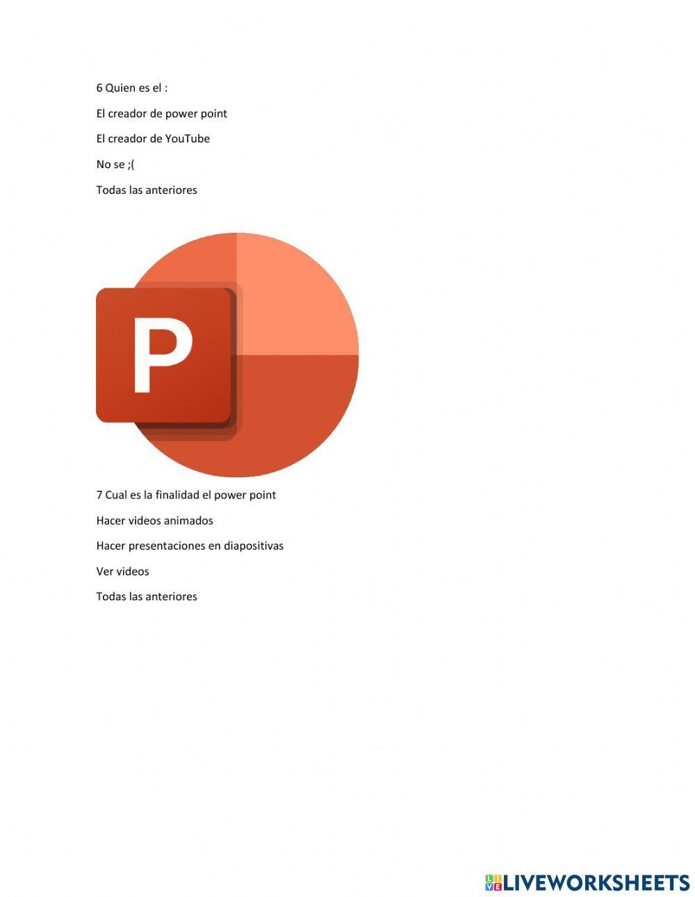 Cuestionario exel,word y power point