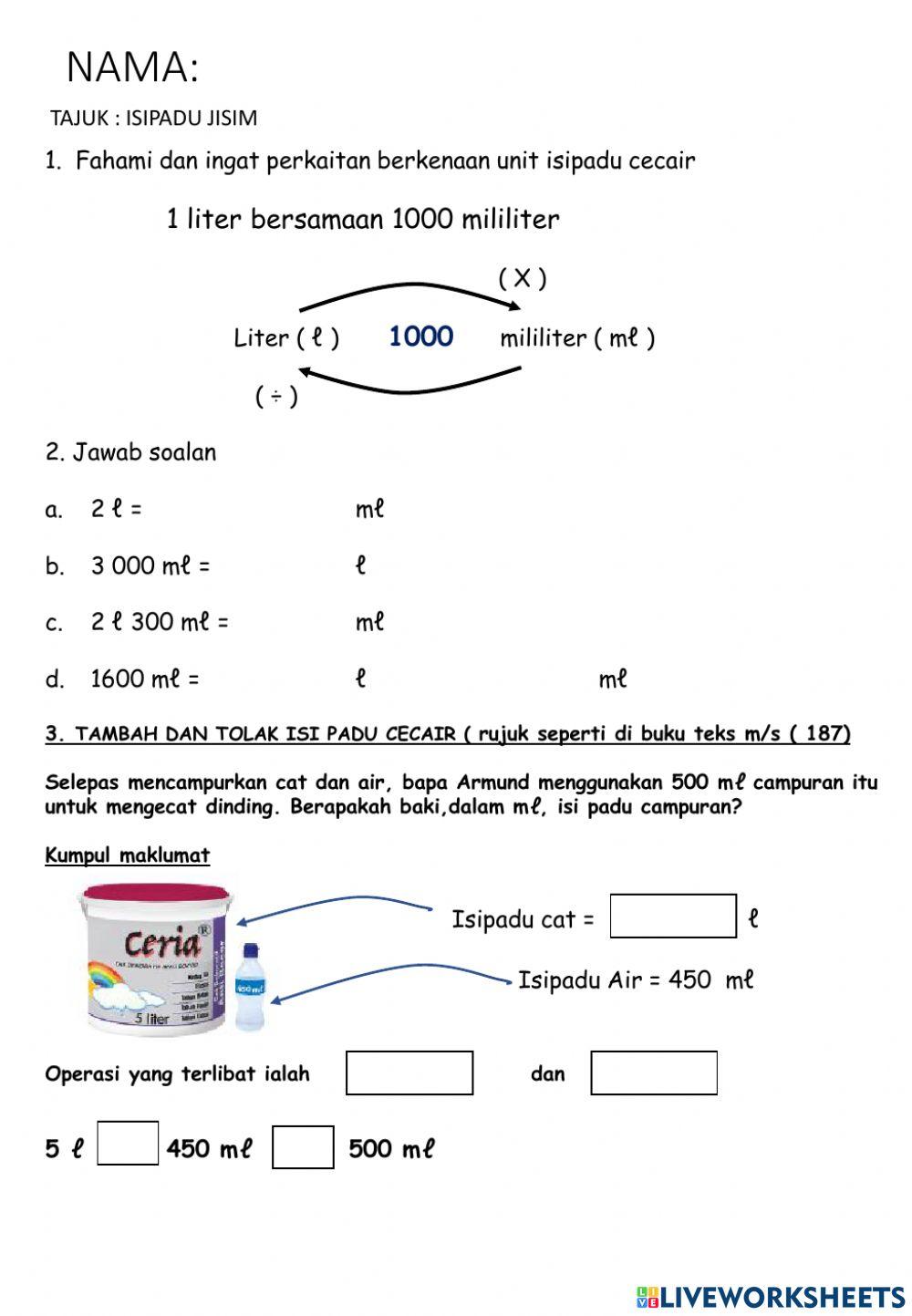 Tambah dan tolak isipadu