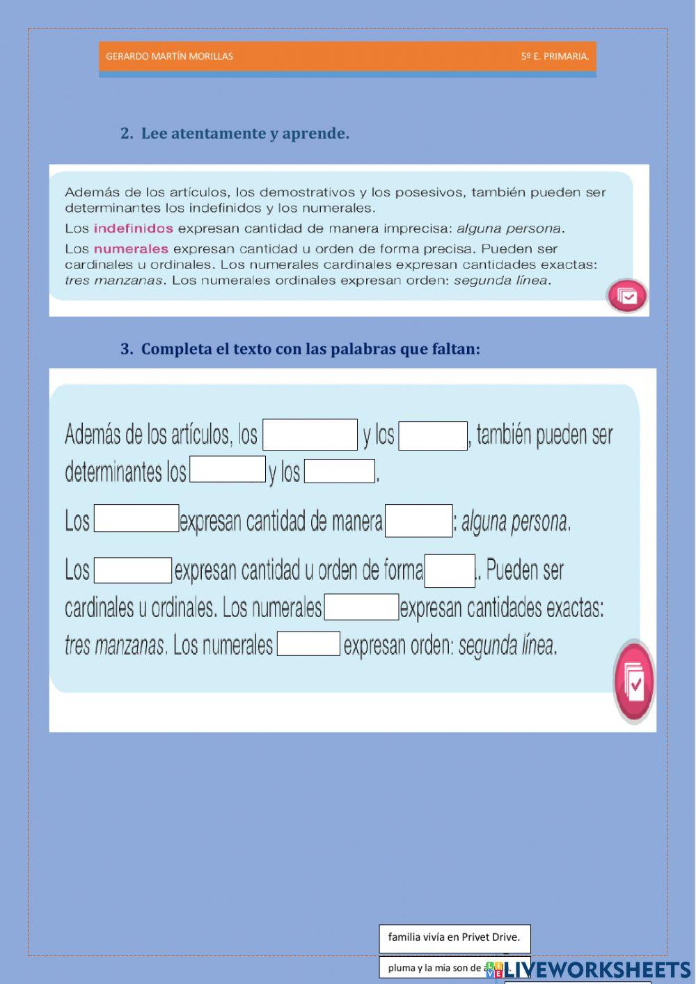 Taller de gramática. Ficha 2.