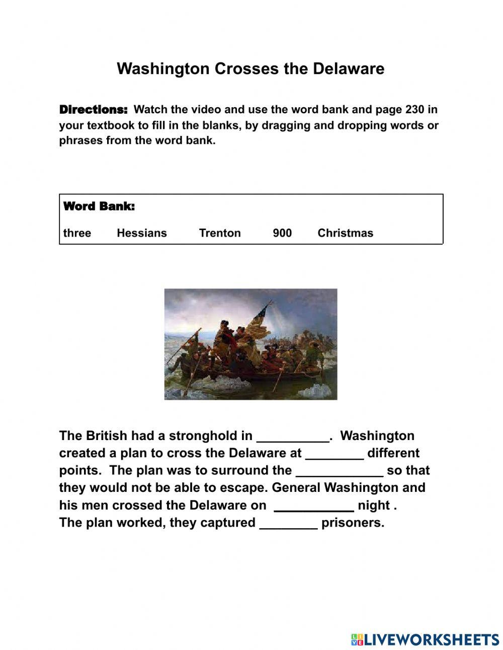 Washington Crosses the Delaware worksheet Live Worksheets
