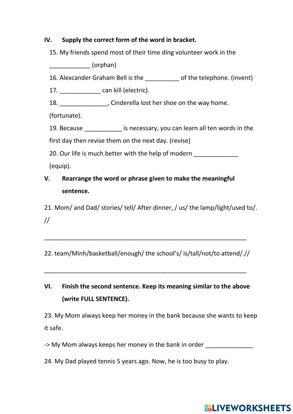 Review for Midterm Test - Sem 1 - Test 2