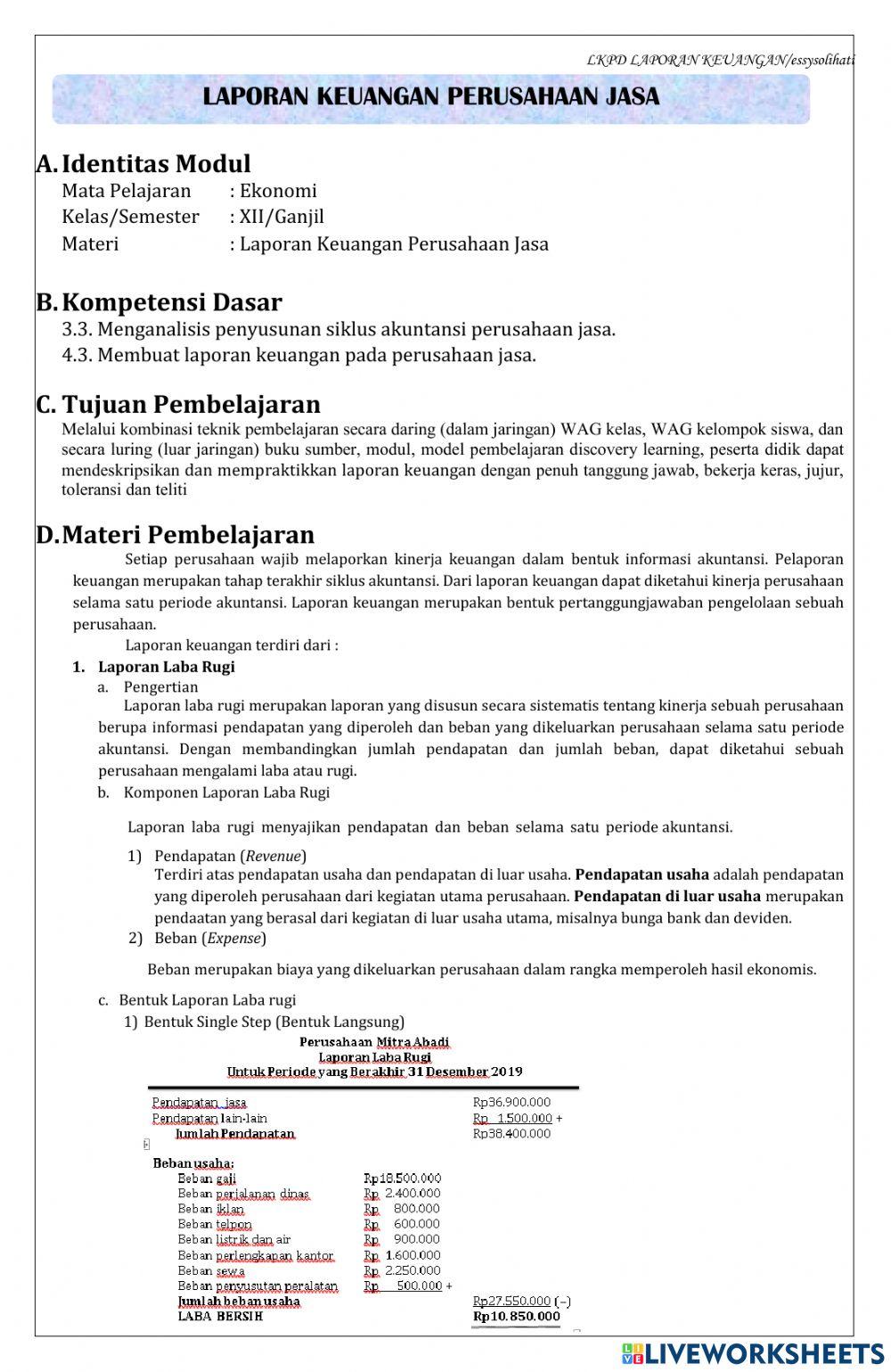 Lkpd laporan keuangan perusahaan jasa