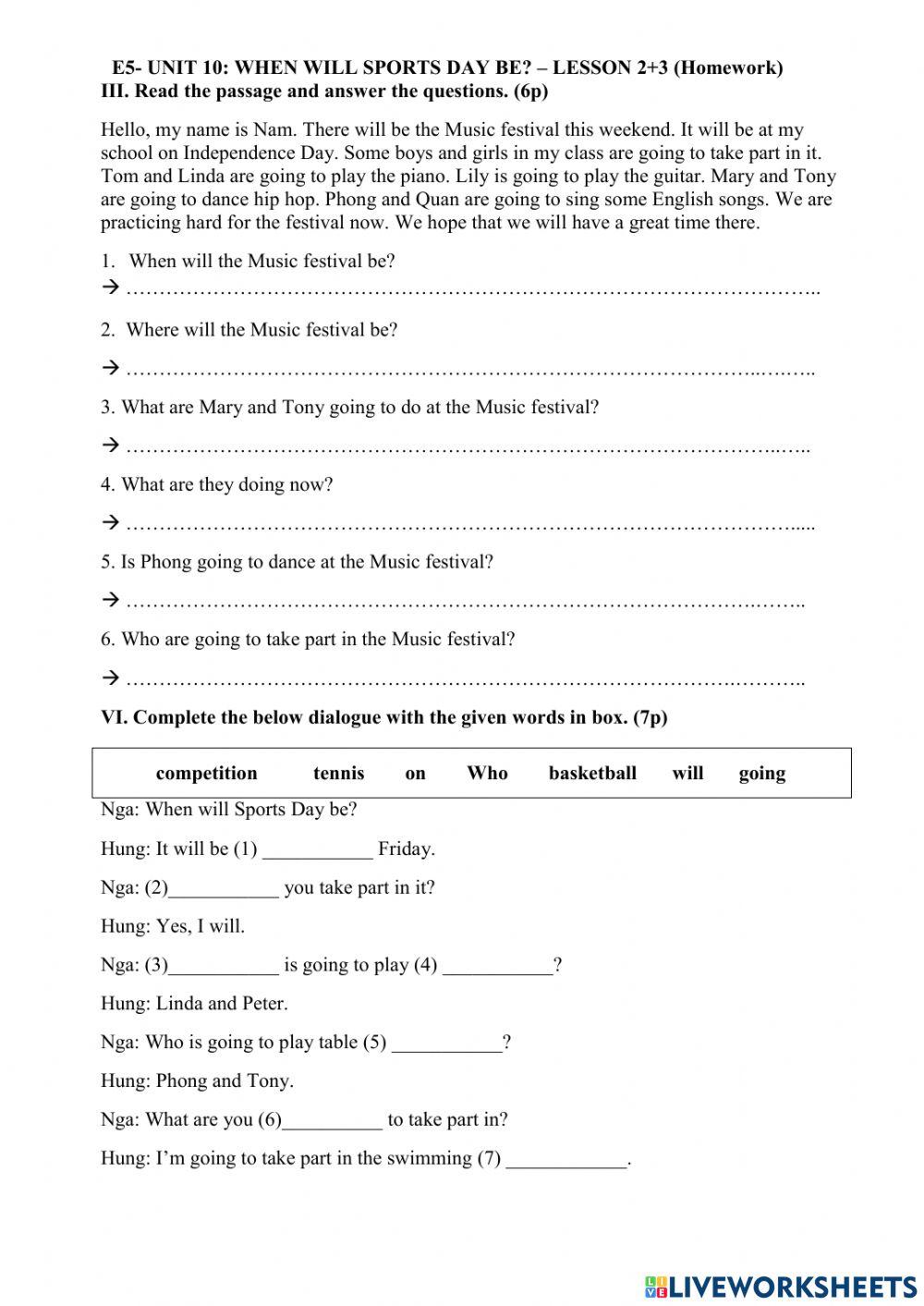 E5 unit 10 lesson 2+ 3