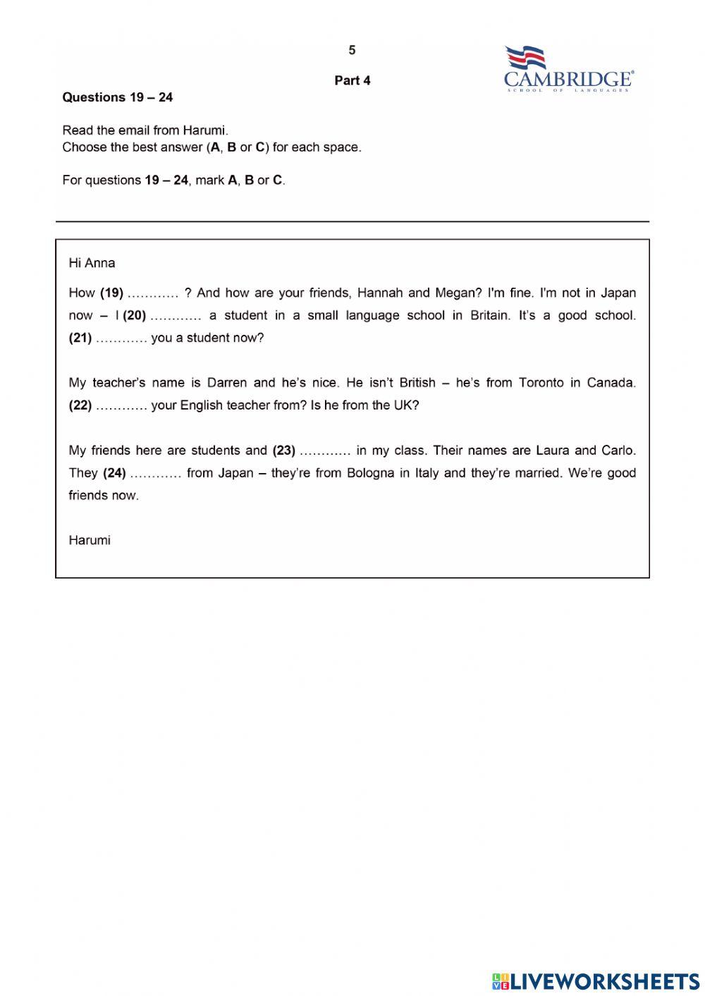 Empower Level 1-Unit1 Progress test