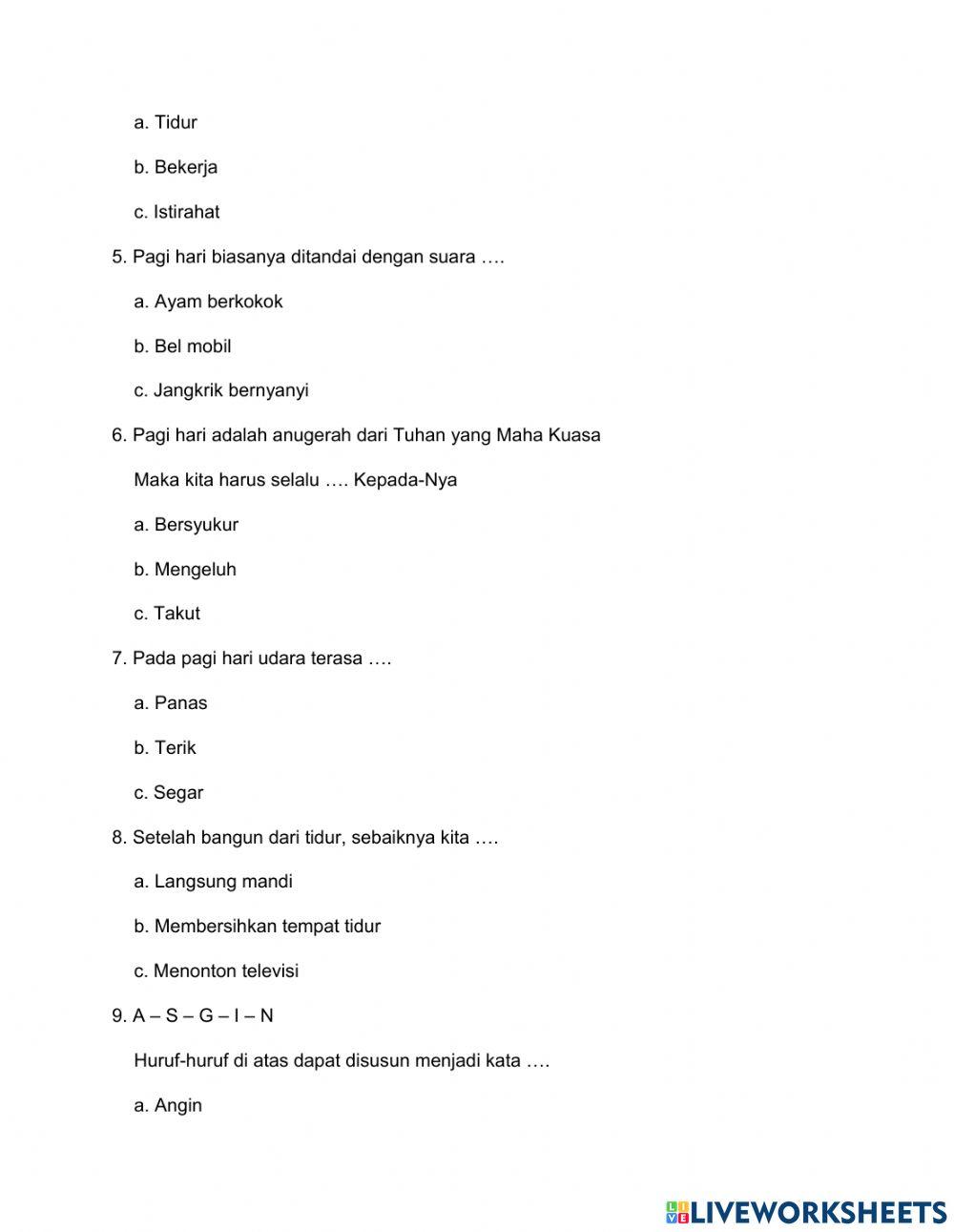Ph tema 3 Kelas 1 bahasa indonesia