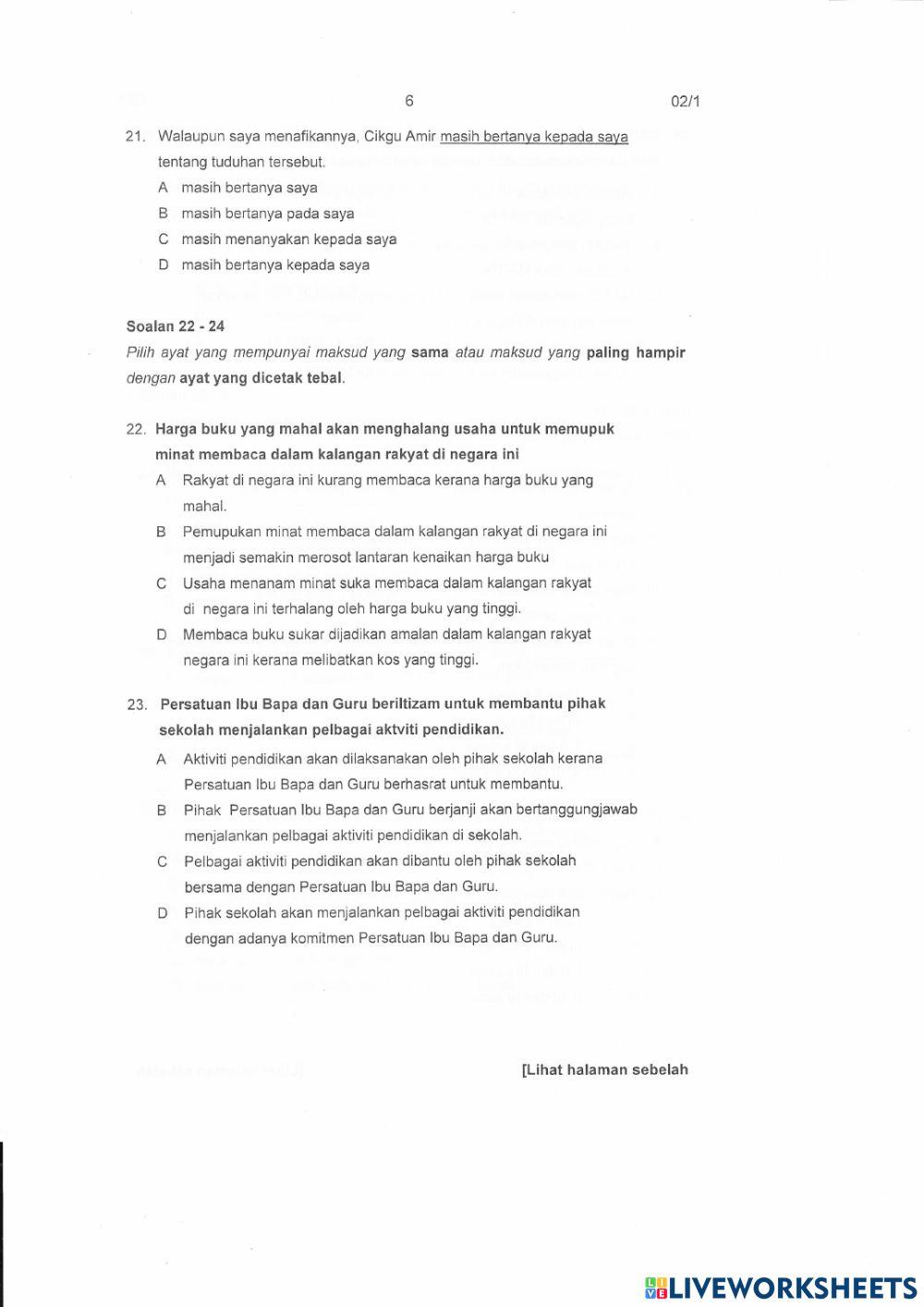 Latihan Pengukuhan BM