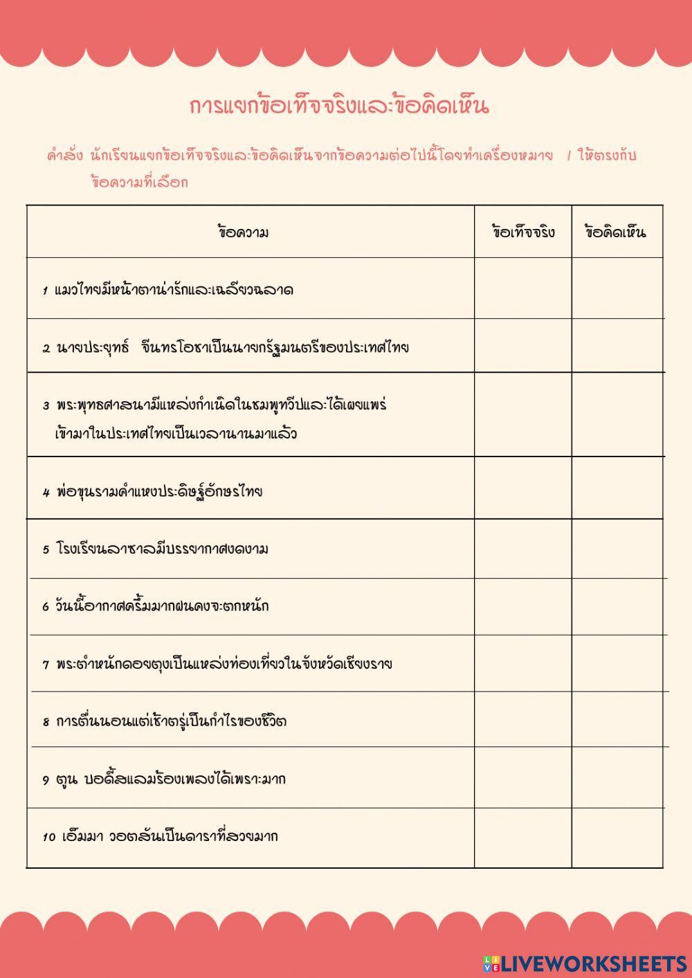 ข้อเท็จจริง ข้อคิดเห็น