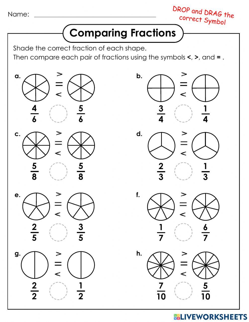 Comparing Fractions online exercise for | Live Worksheets