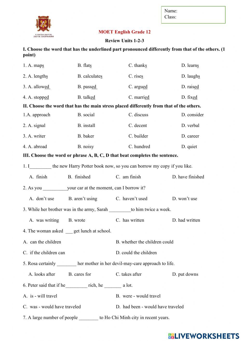 MOET English G12 Review