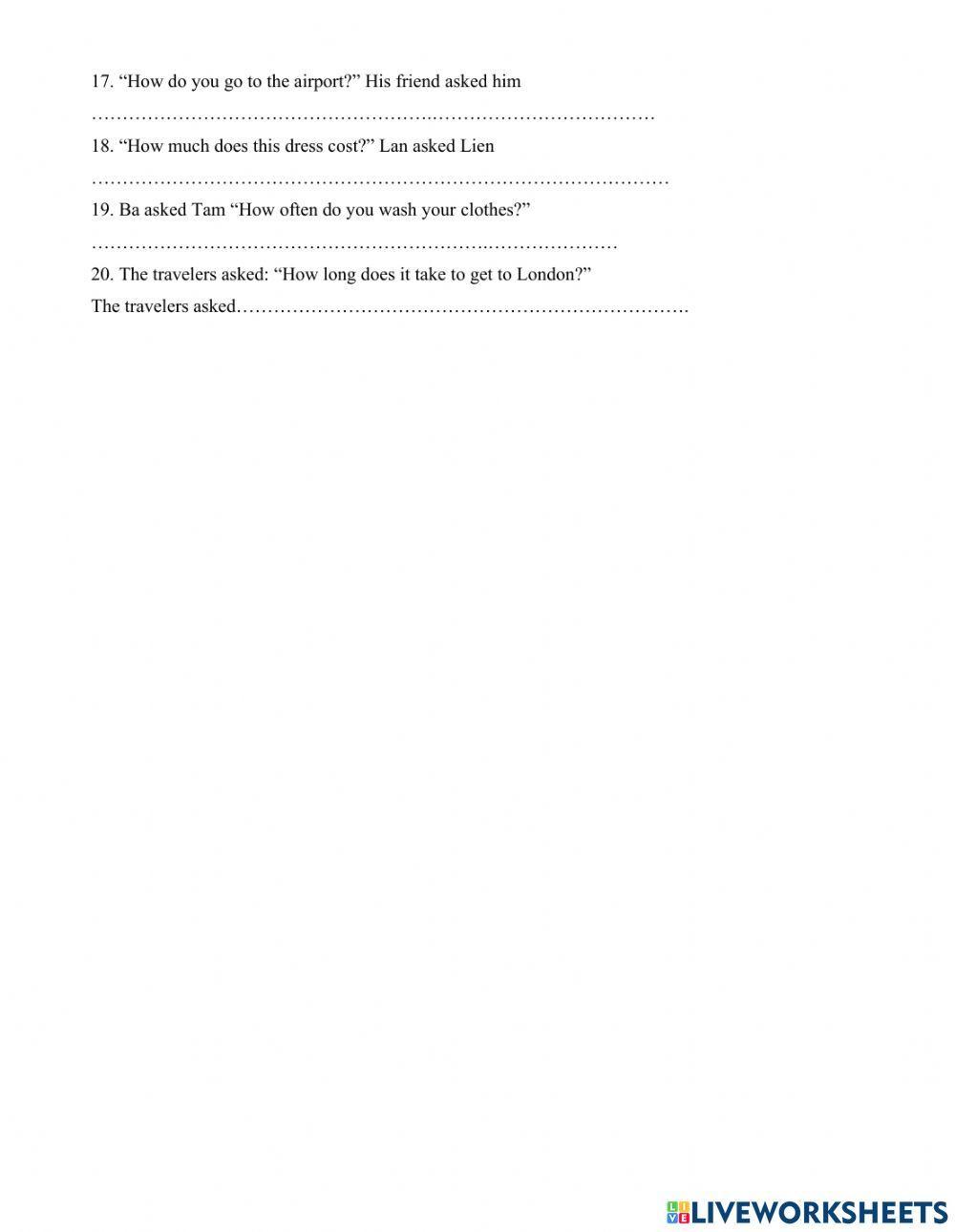 Reported speech- wh questions