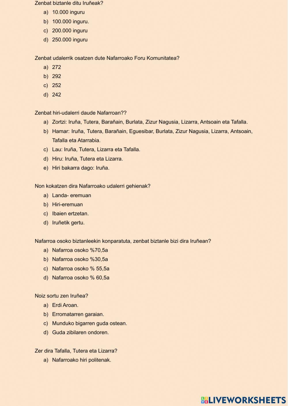 Nafarroa. Populatze prozesua eta hiriak.