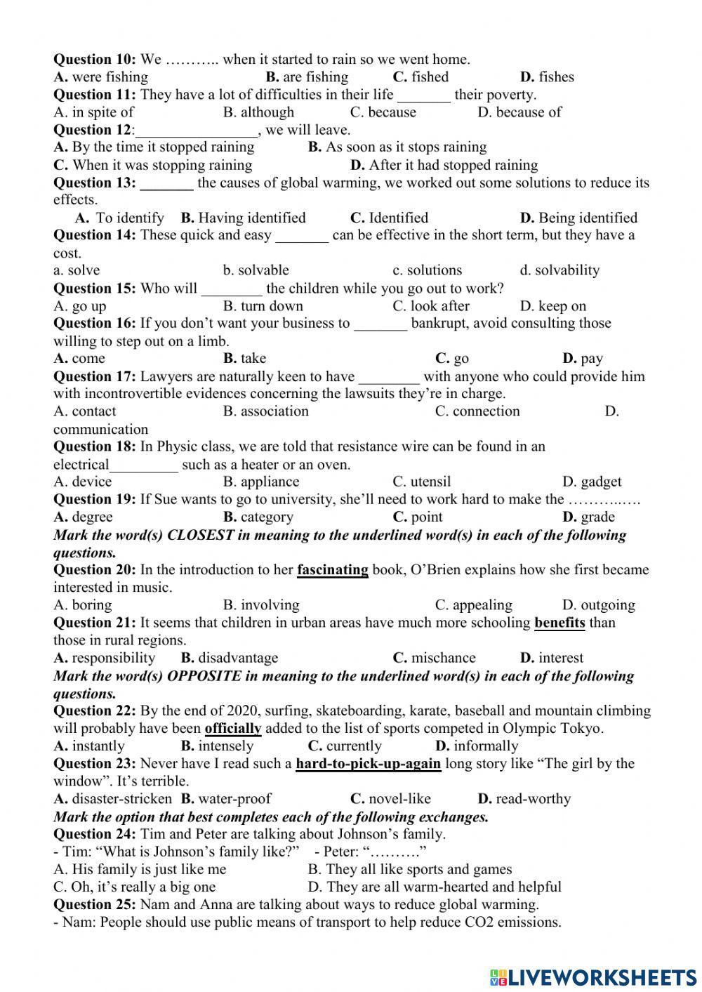 Review unit 1-3+ Practice test