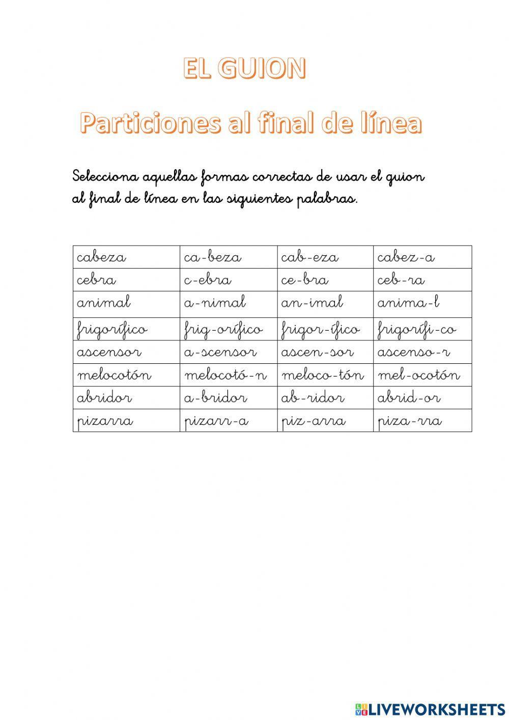 E guion final de línea