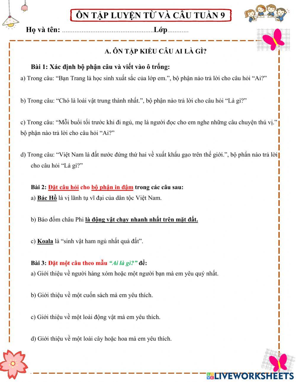 Ôn tập luyện từ và câu