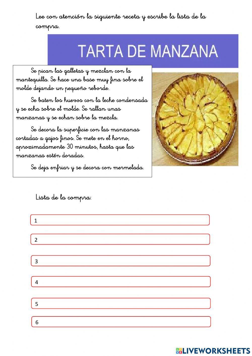 Lista de la compra a partir de una receta