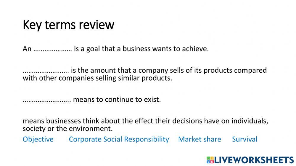 Business Objectives Activity
