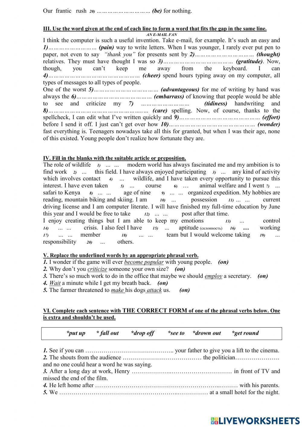Lexical-Grammar Test 10 (2010)