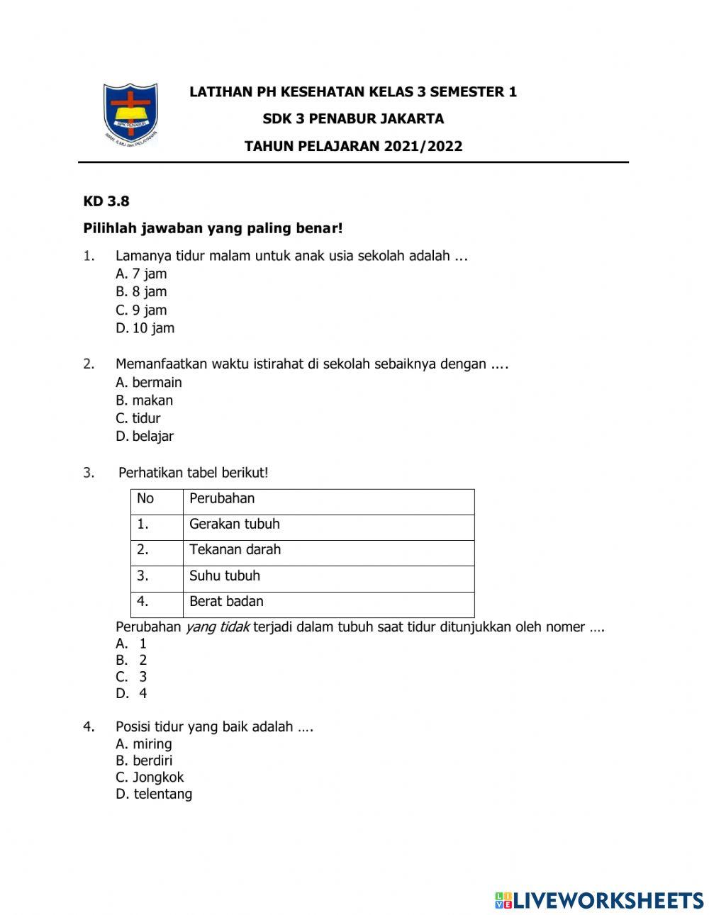 Latihan PH Kesehatan Semester 1