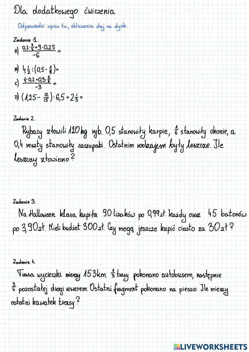 Działania na ułamkach