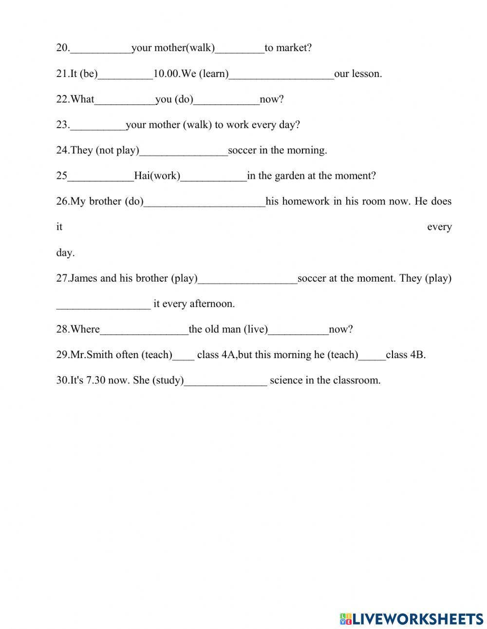 E6 Present Simple + Present Continuous 1