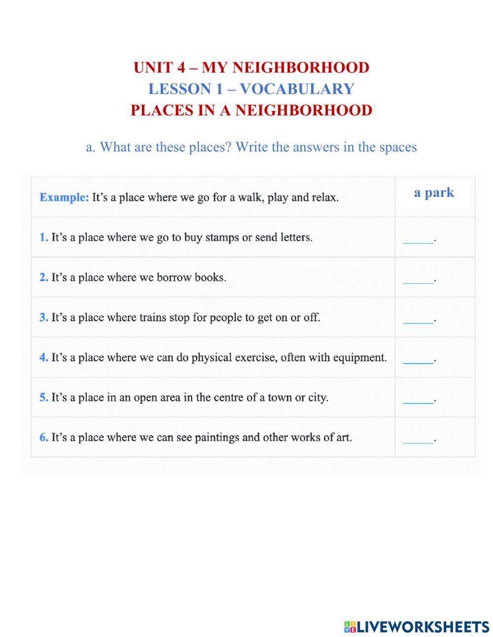 G6 Unit 4 - Vocabulary