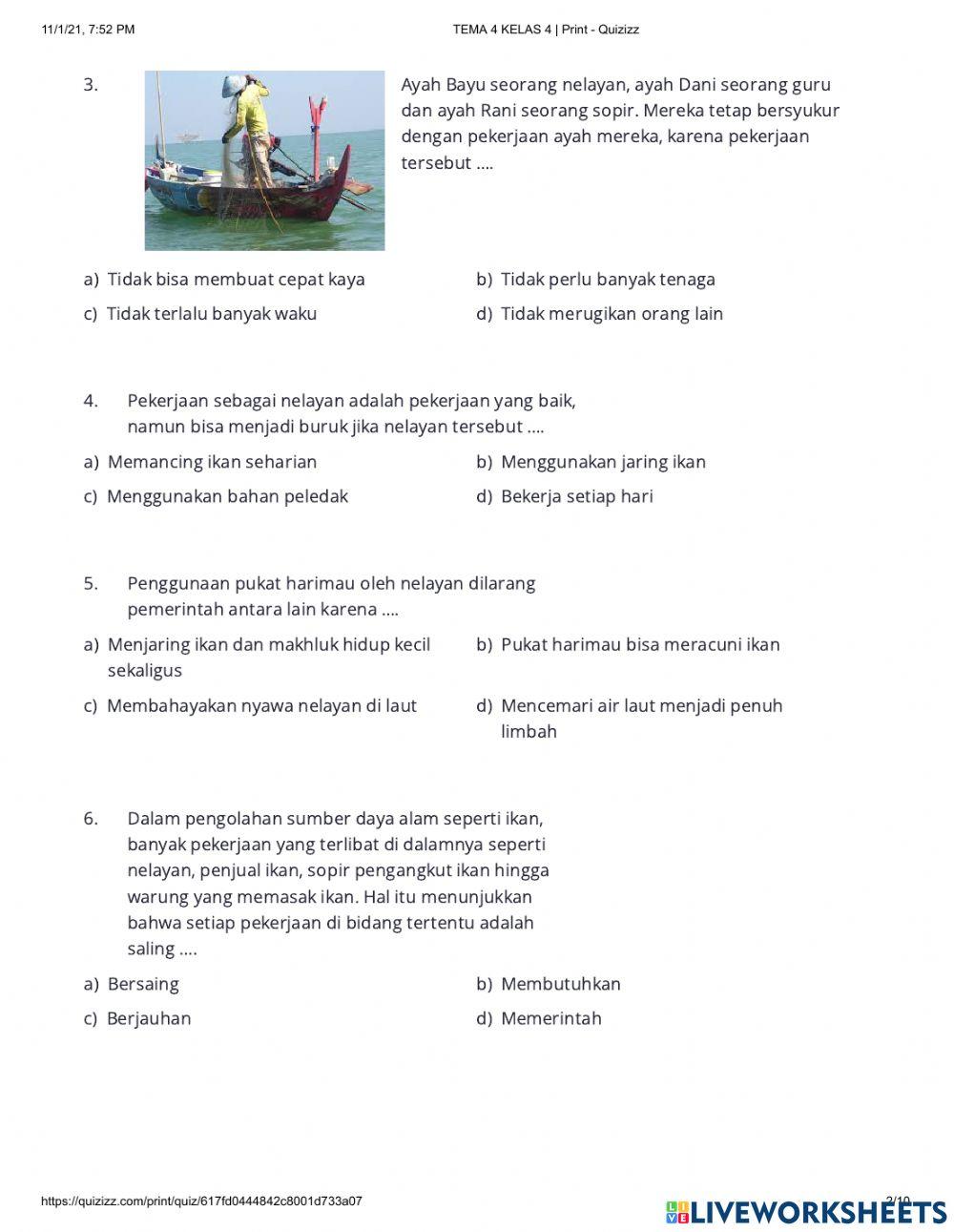 Mari Bersiap Ujian Tema 4 Kls 1 Subtema 3