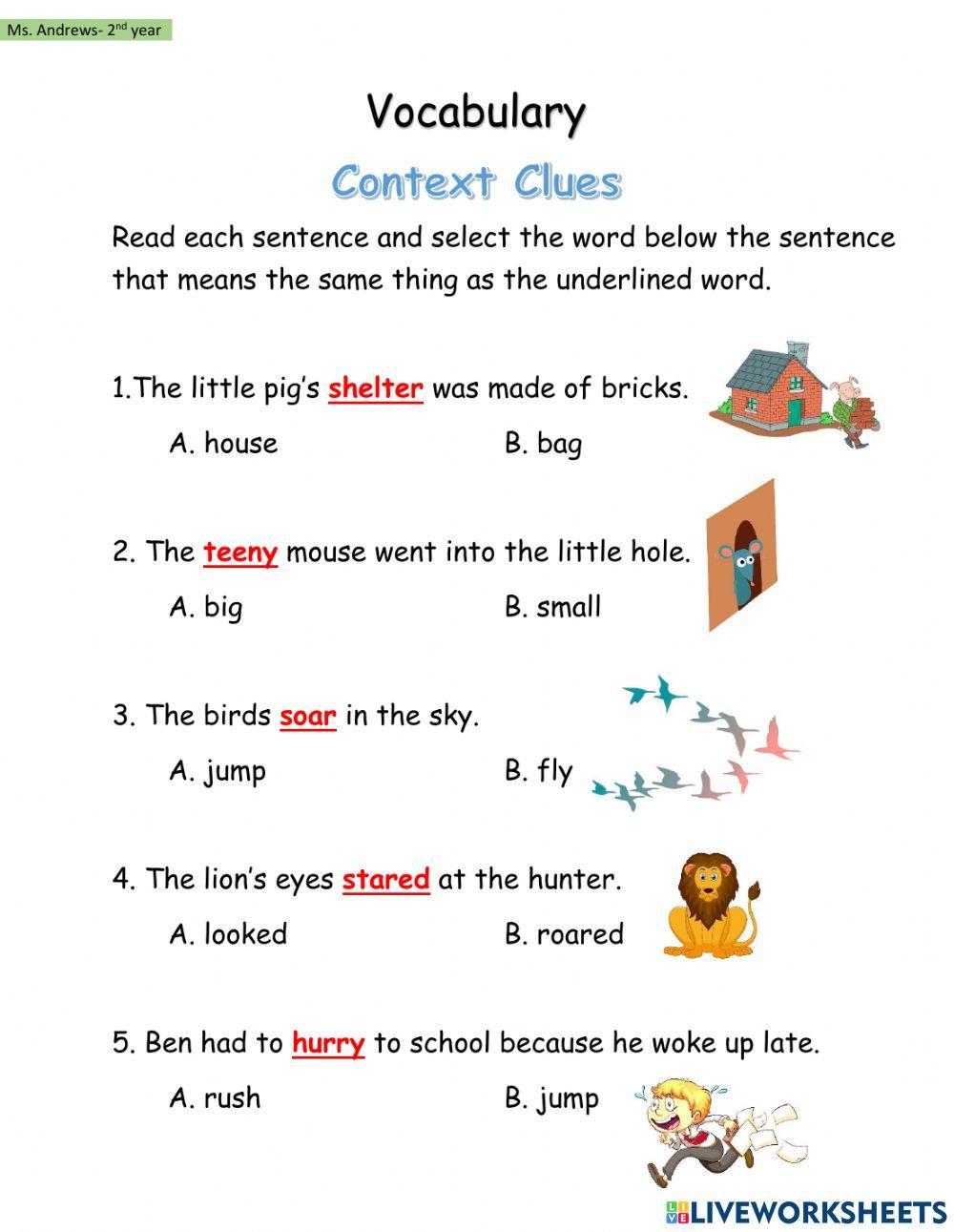Context Clues Worksheet 1