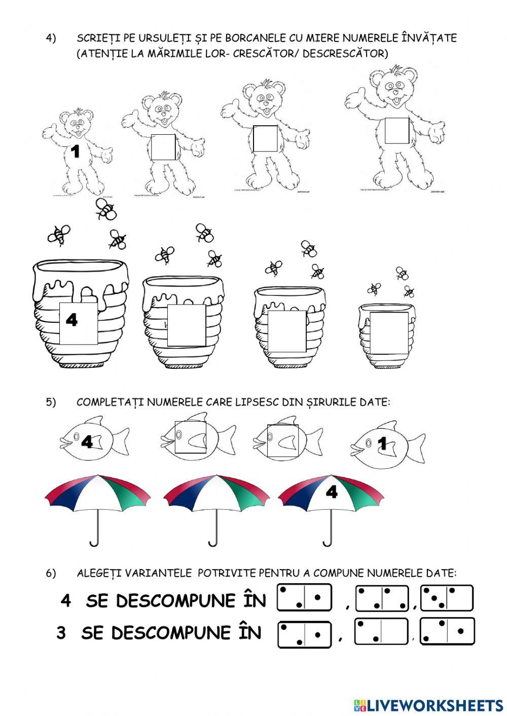 Recapitulam A,I,M,U și 1,2,3,4