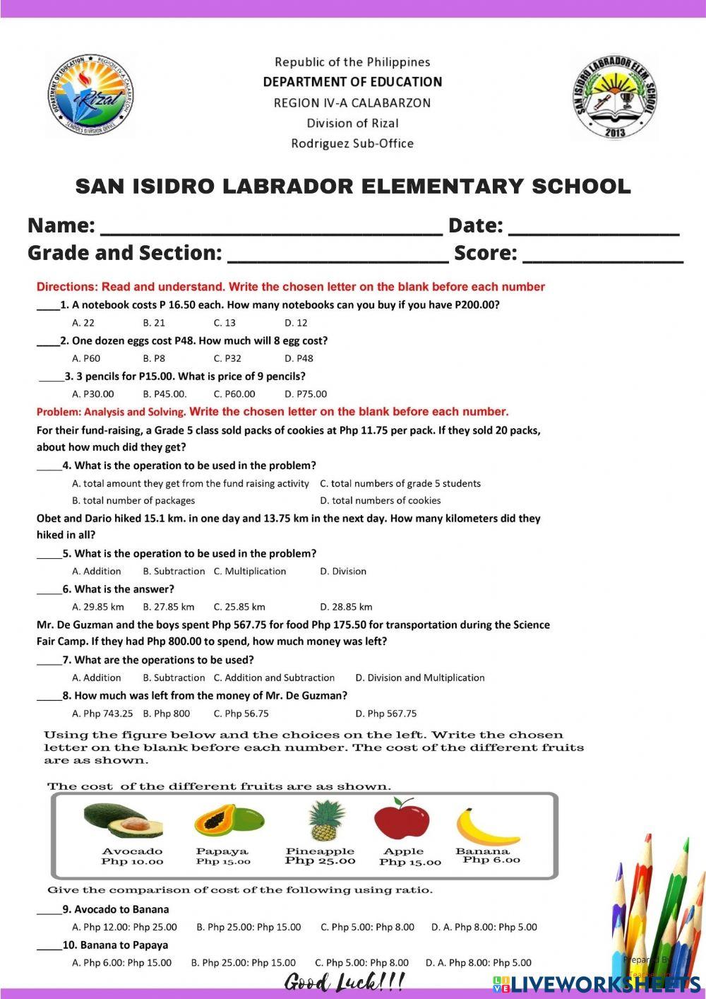 2q summative test in math 5