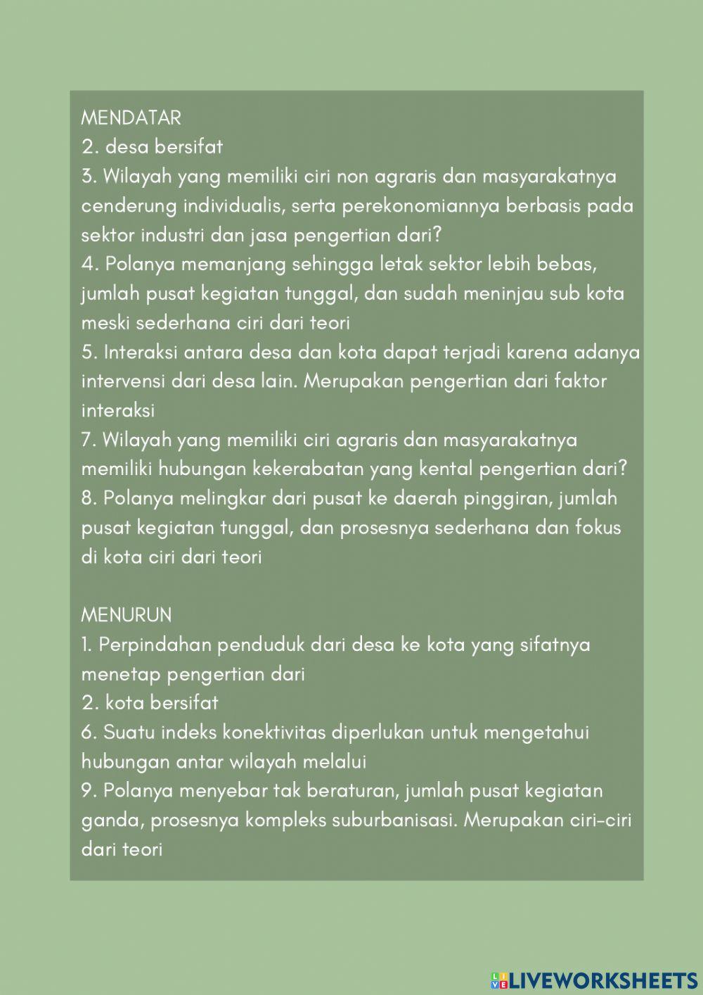 Interaksi keruangan kota dan desa