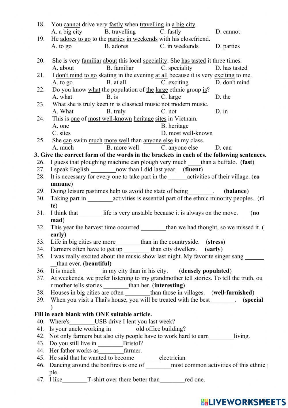 Review unit 1,2,3 grade 8