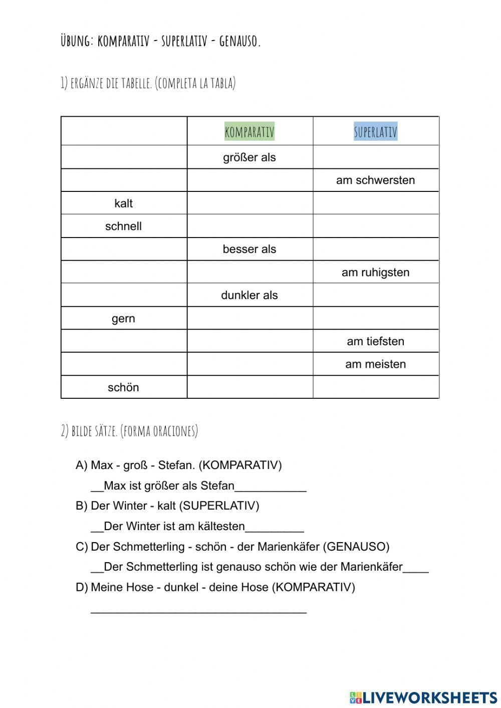 Komparativ - superlativ - genauso