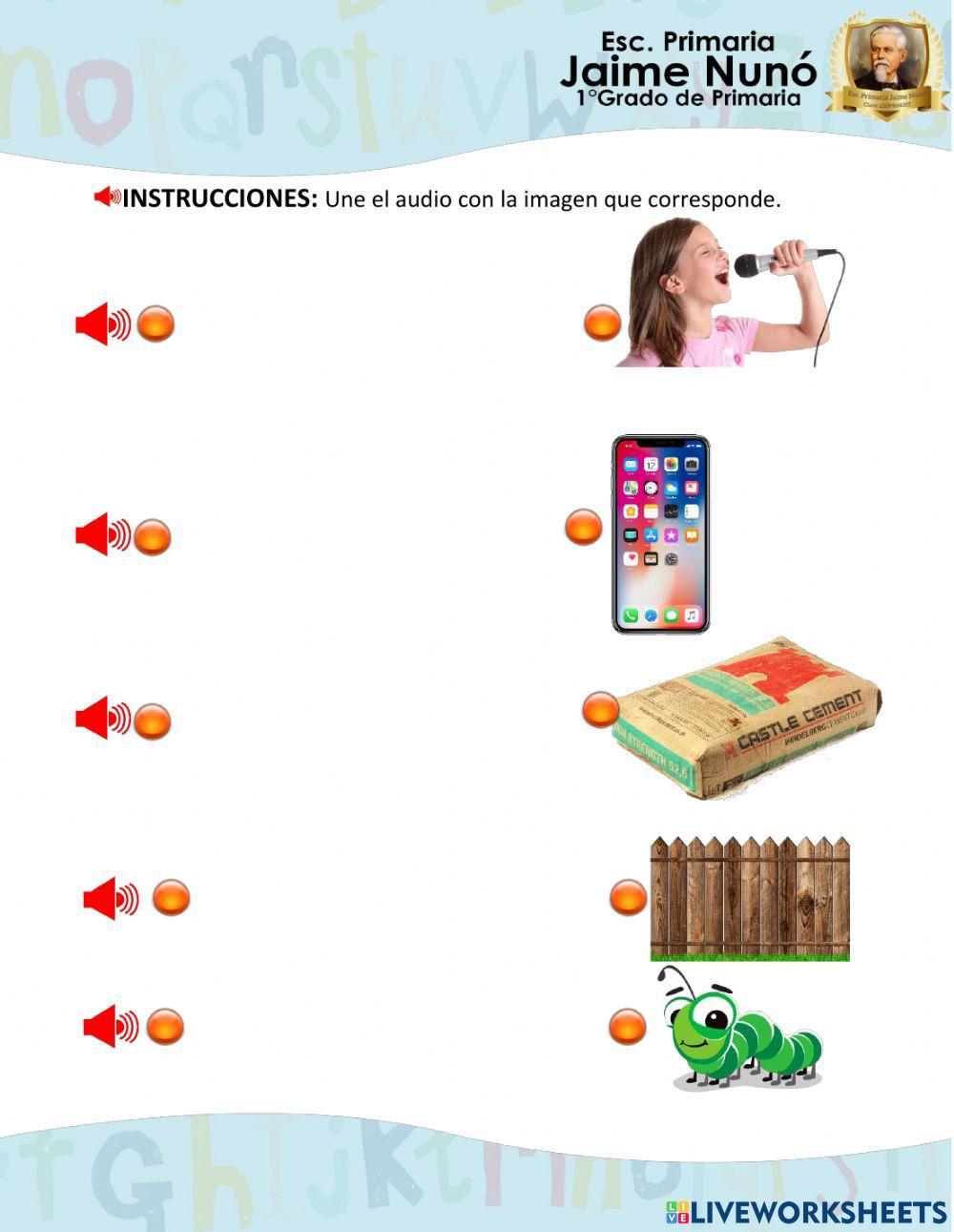 Une el audio con la imagen  Letra Ce y Ci