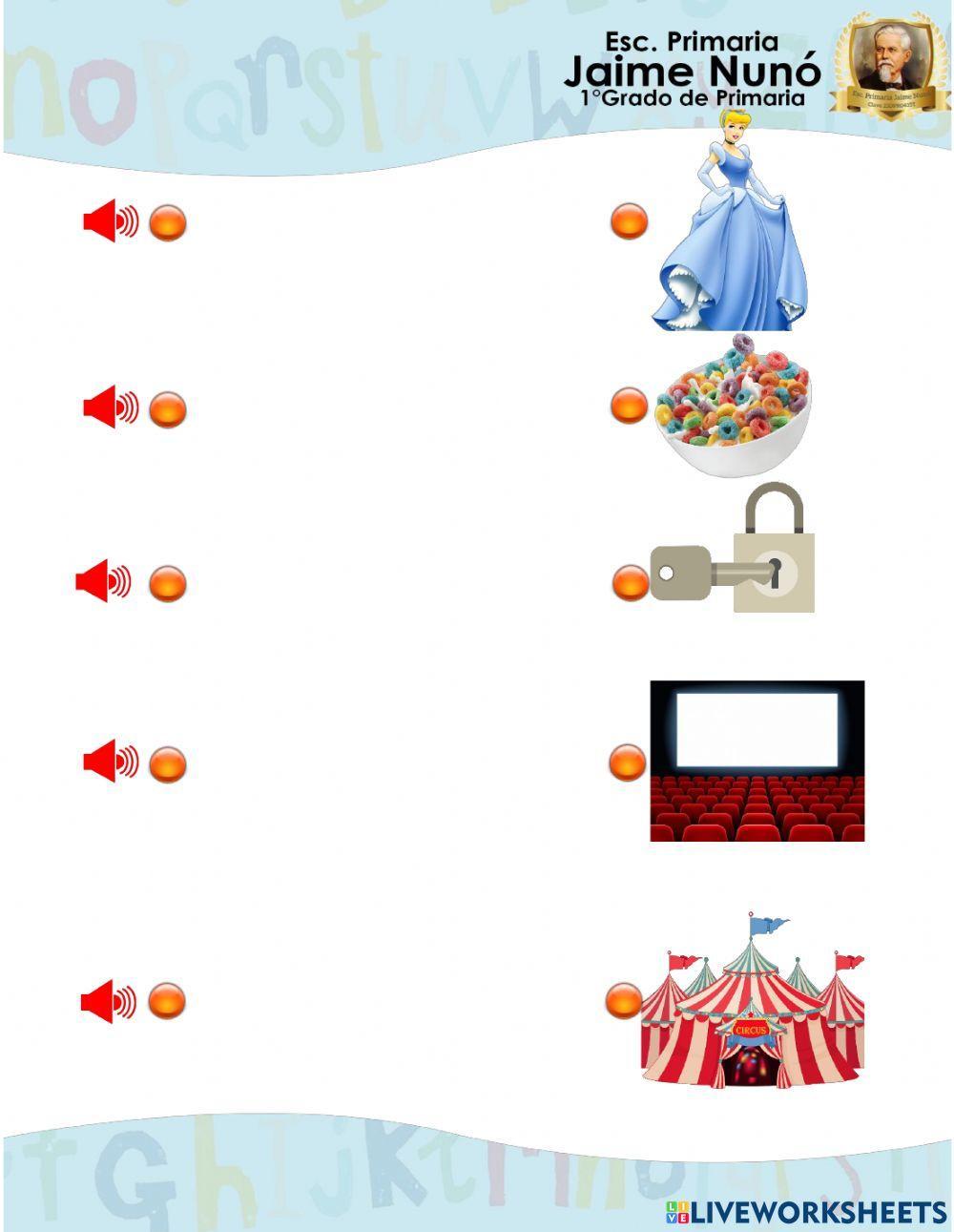 Une el audio con la imagen  Letra Ce y Ci