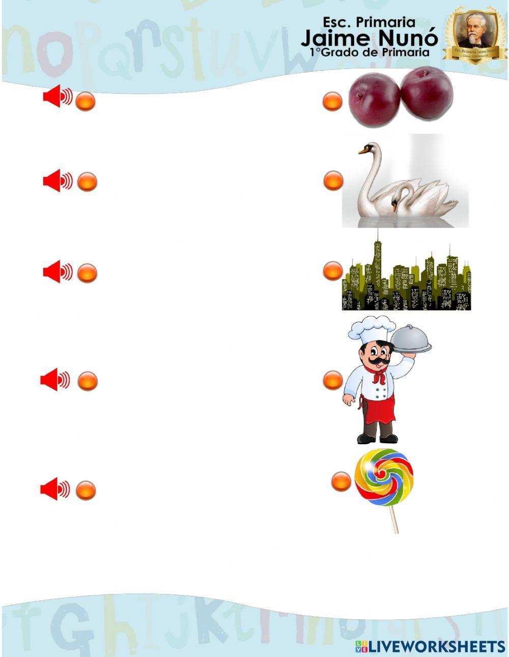 Une el audio con la imagen  Letra Ce y Ci