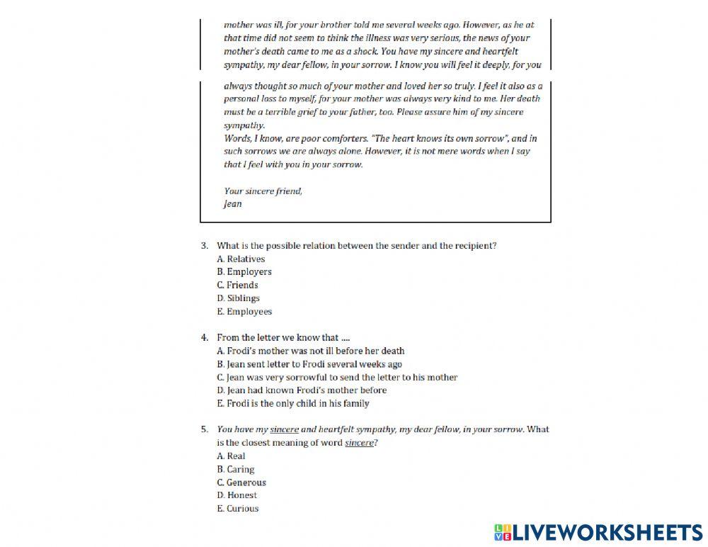 Personal Letter: Evaluation