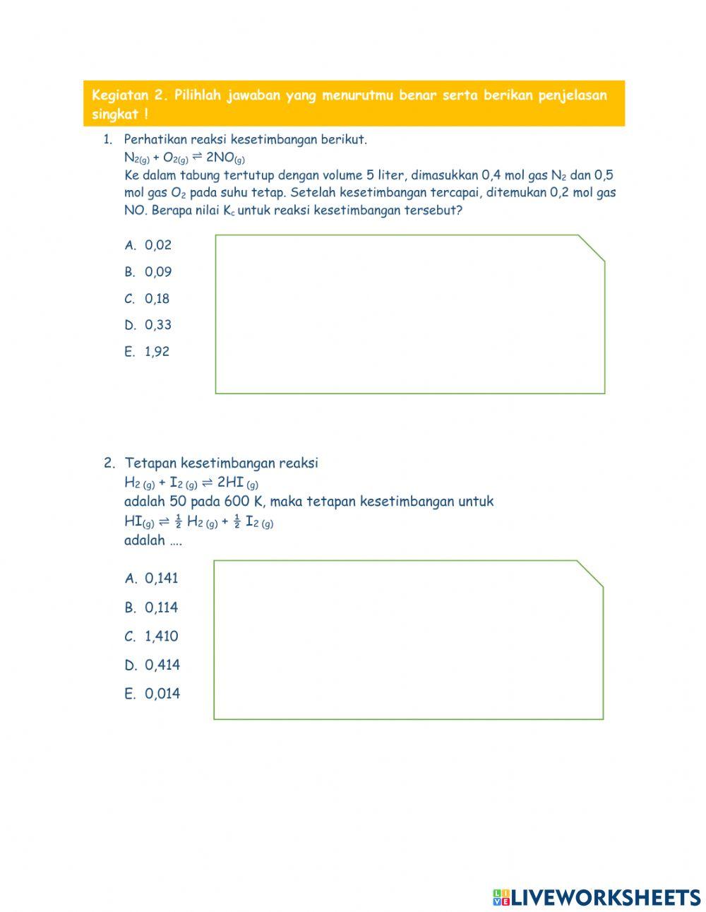 LKPD 2 Tetapan Kesetimbangan Konsentrasi