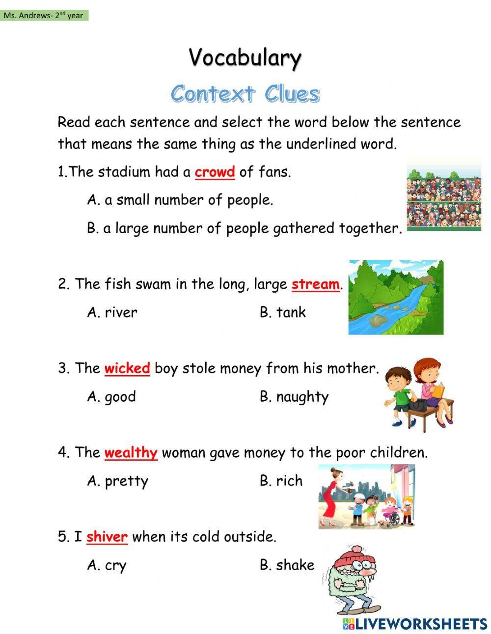 Context Clues Worksheet 2