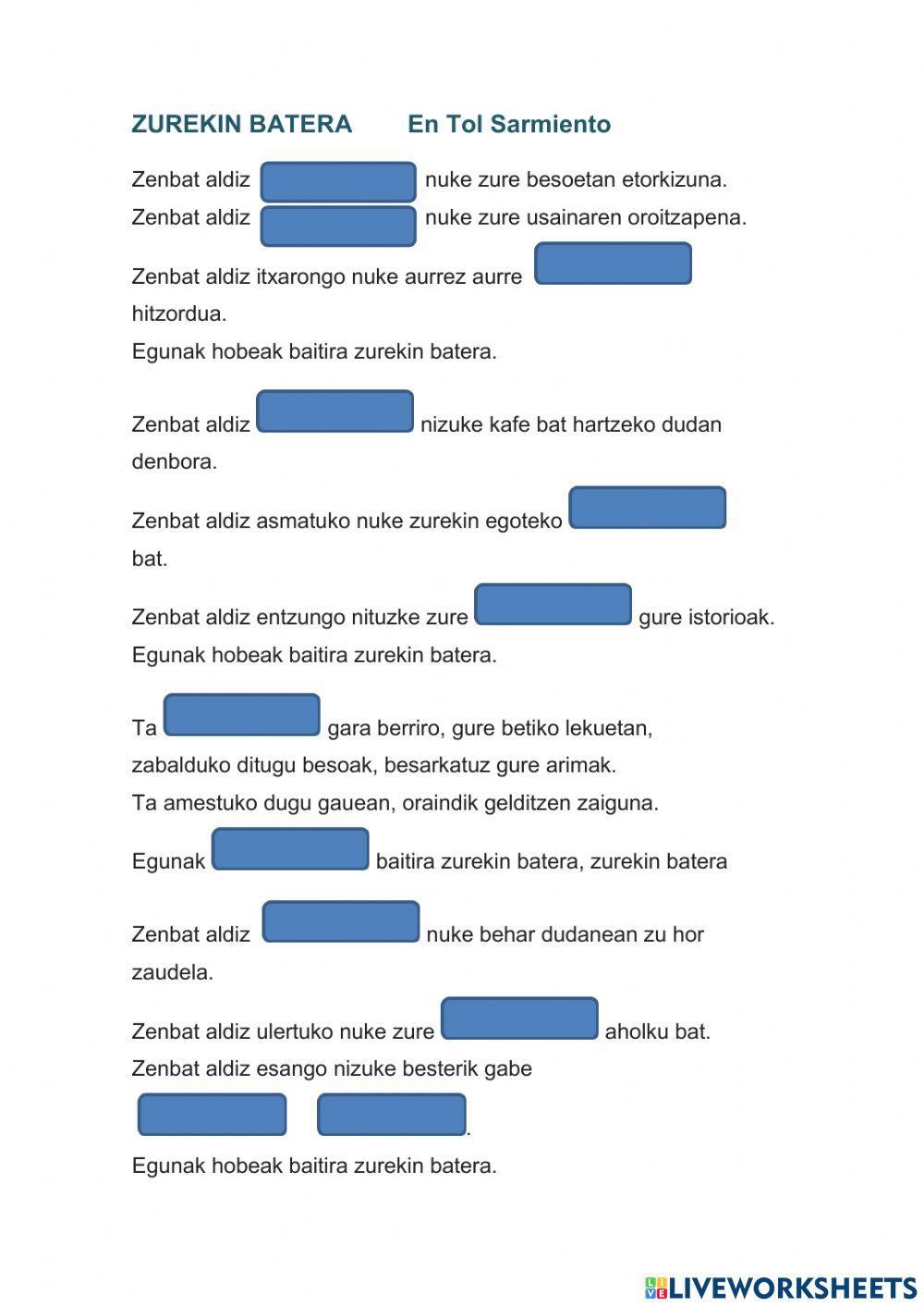 En Tol Sarmiento: Zurekin batera