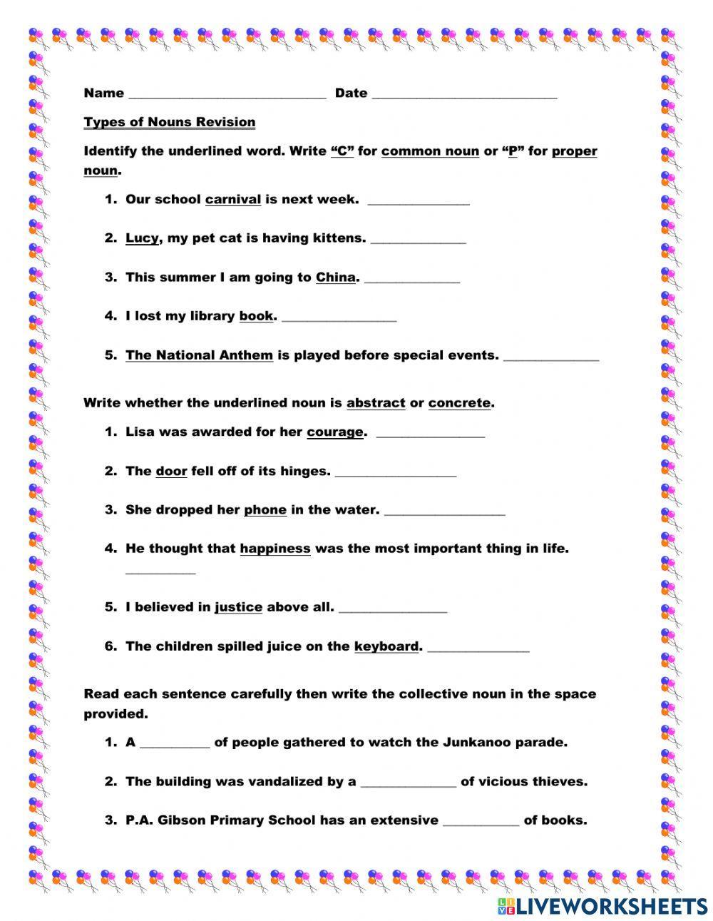 Types of Nouns Revision