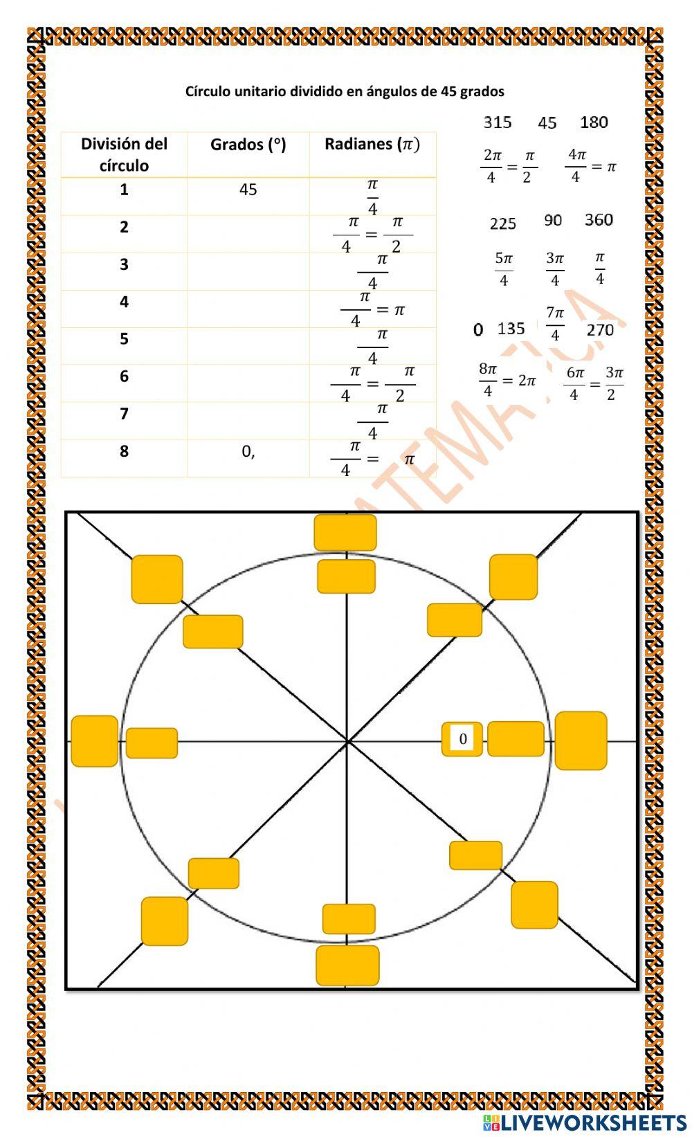 TRIG 1.D.1.c Círculo Unitario (45 grados)
