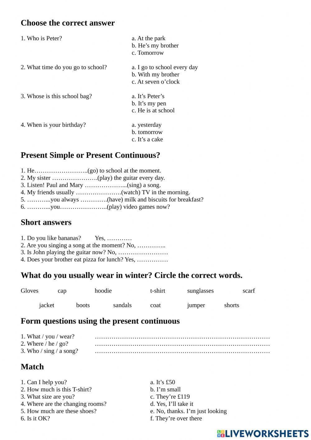 Present simple and continuous