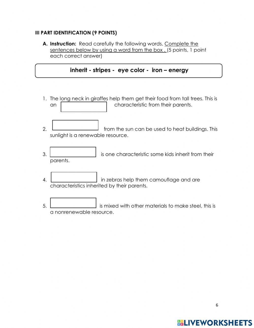science test 4th grade online exercise for | Live Worksheets