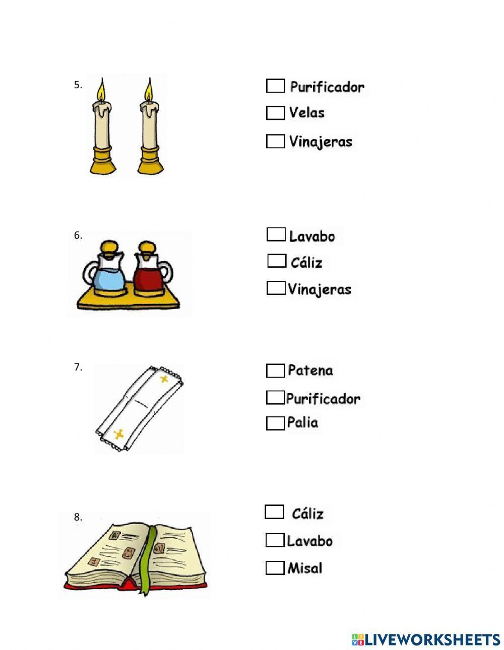 Los objetos litúrgicos