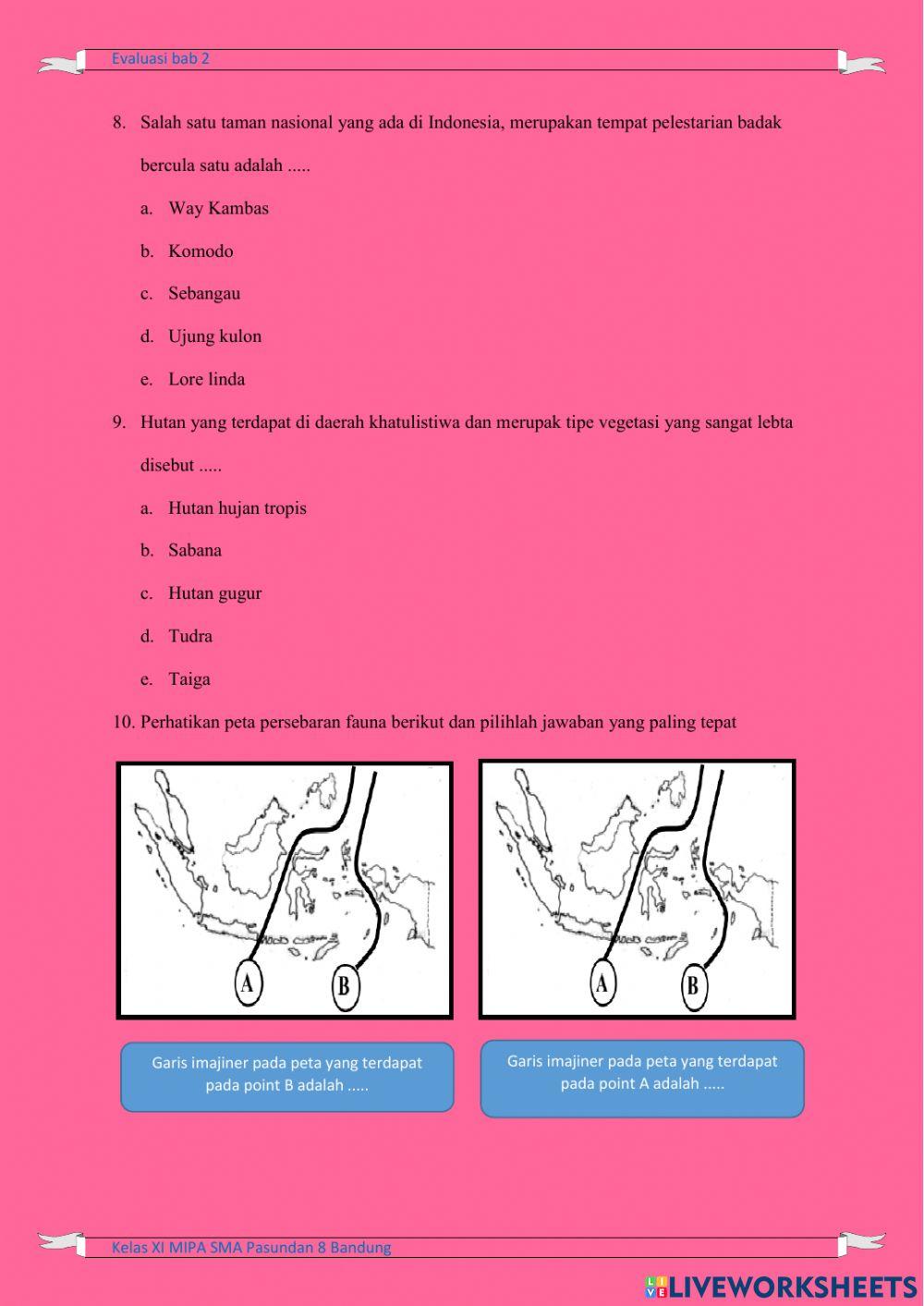 Evaluasi Bab 2  Flora dan fauna