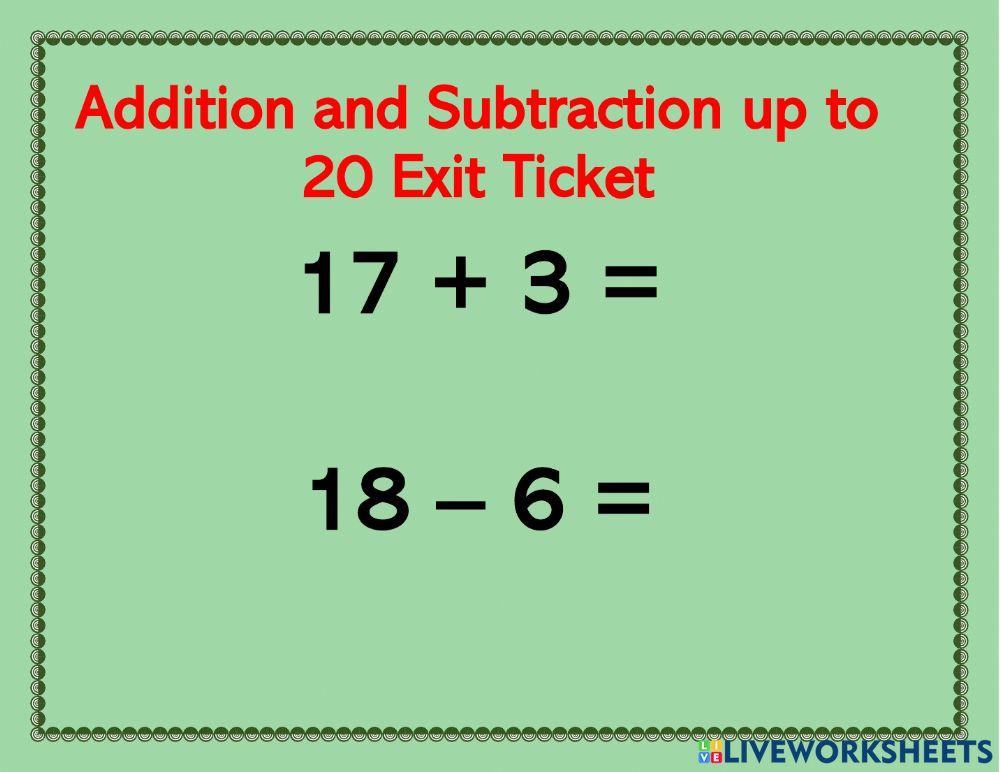 Addition and Subtraction Exit Ticket 2