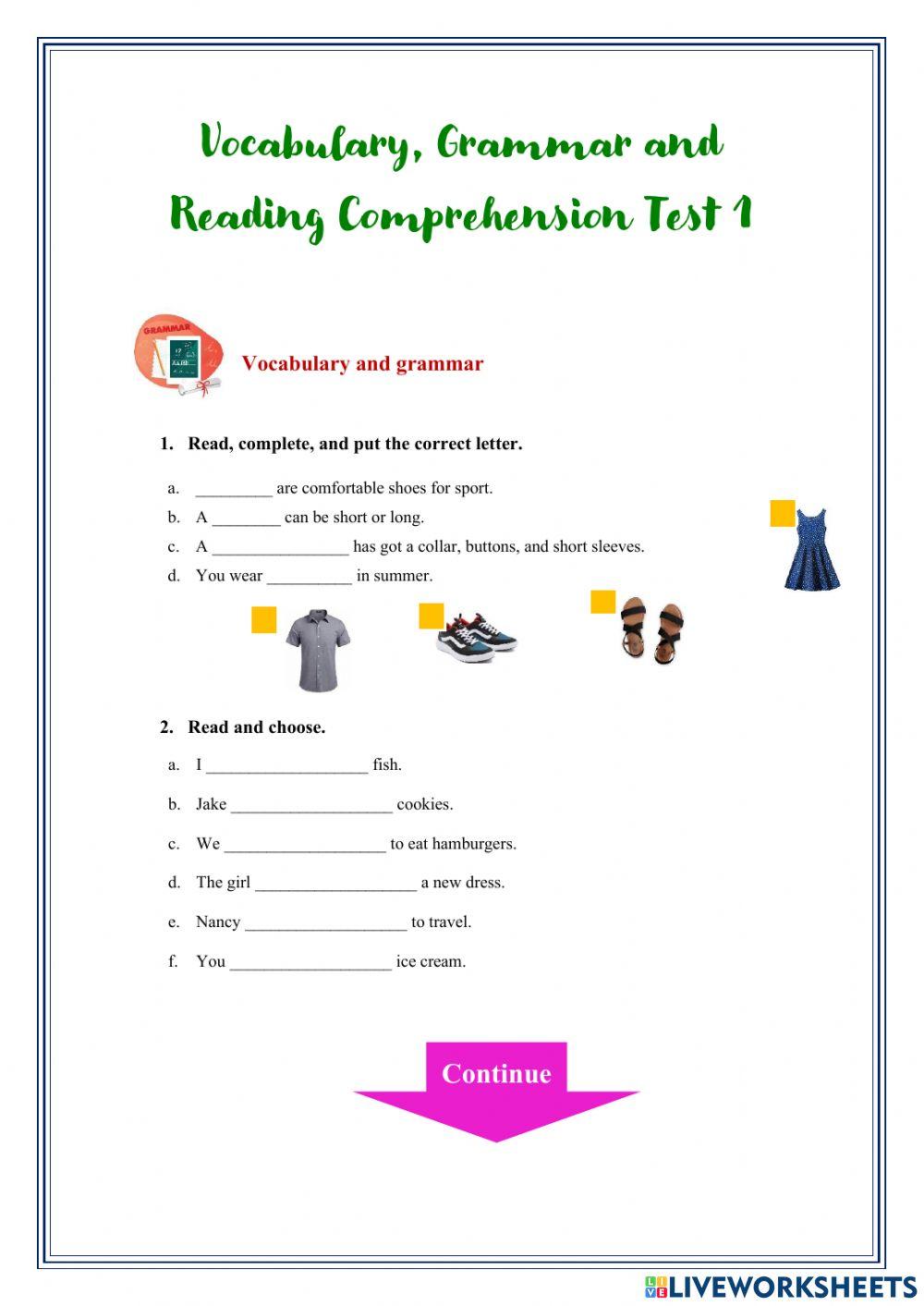 Vocabulary and grammar 1- 5th