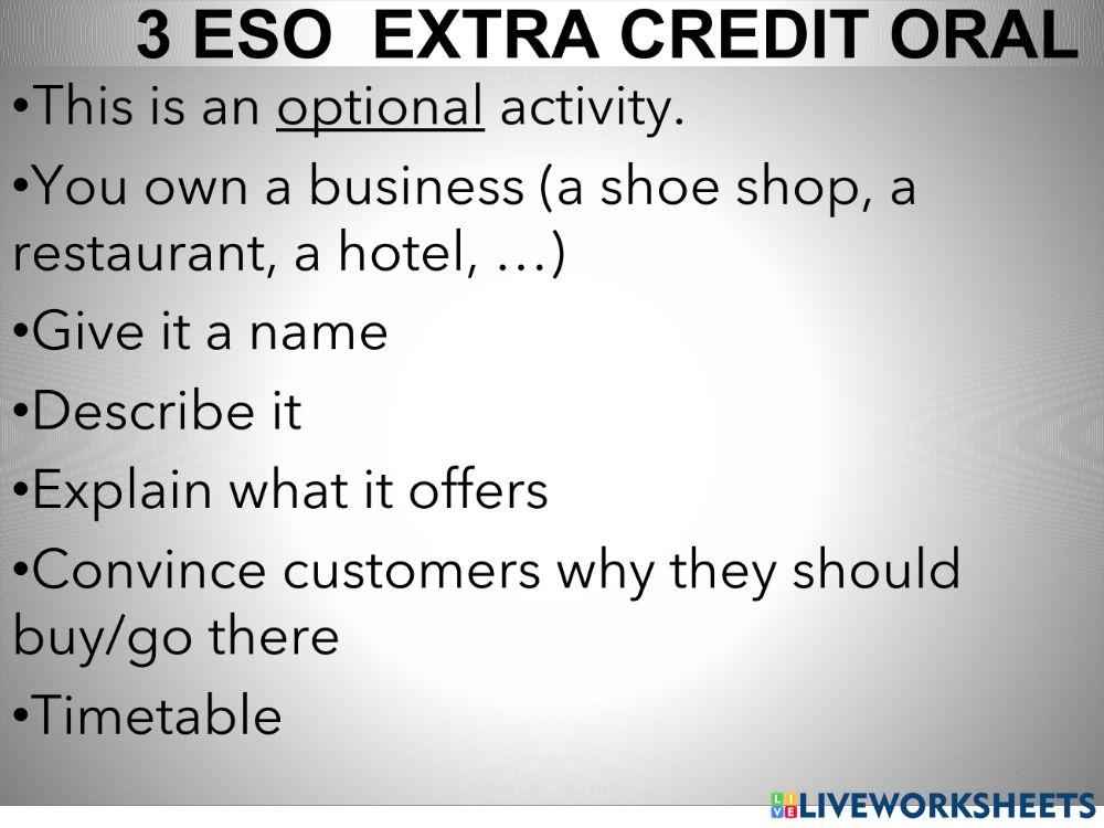 Extra credit oral activity